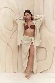 Льняная рубашка оверсайз Charlotte цвета экрю