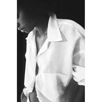 Льняная рубашка оверсайз HM белая