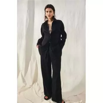 Льняная рубашка оверсайз HM черная