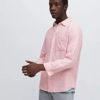 Льняная рубашка премиум-класса UNIQLO JAPAN с длинным рукавом