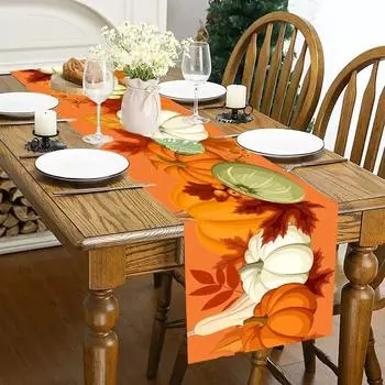 Льняная скатерть с принтом, скандинавский кленовый лист, флаг для гостиной, обеденного стола, западный ресторан, журнальный столик, флаг 33x183cm