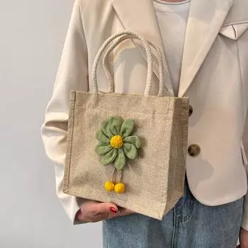 Льняная сумка Bento, женская сумка через плечо, универсальная рабочая сумка для походов в магазин, сумка для мелочи жёлтый