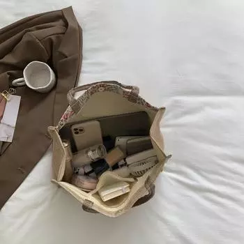 Льняная сумка большой вместимости женская сумка 2024 осень-зима новая японская милая девушка офисные работники приносят рисовый бенто мешок красный