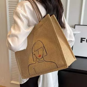 Льняная сумка через плечо большой емкости, этническая модная сумка