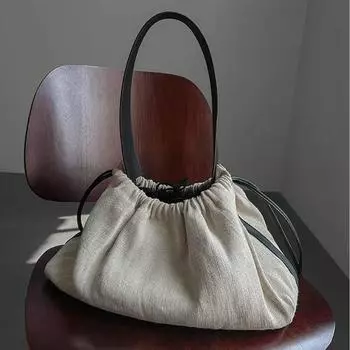 Льняная сумка через плечо с большой вместимостью, контрастная складная легкая сумка через плечо в стиле ретро