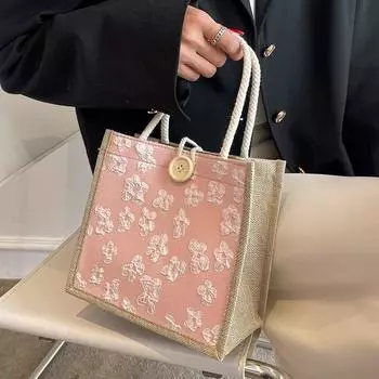 Льняная сумка-сумка для знаменитостей из Интернета, сумка для переноски в руках, японская подарочная сумка для девочек хаки