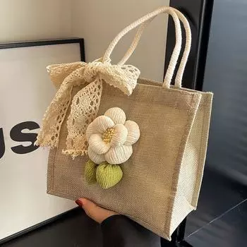 Льняная сумка-сумка женская, универсальная, модная, сумка-ланч-бокс для походов