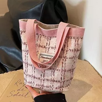 Льняная сумка-ведро, женская новая модная плетеная сумка, женская универсальная модная сумка для хранения вещей зелёный