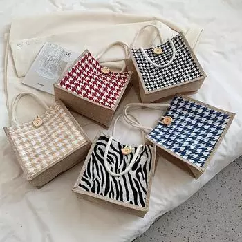 Льняная сумочка женская мода корейская версия овощная корзина подарочная коробка льняная упаковочная сумка универсальная ручная сумка