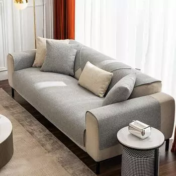 Льняной чехол для дивана, однотонный чехол для дивана, Нескользящий чехол для подушки сиденья, защита для мебели для спальни, офиса, декора гостиной 70x70CM 1PC