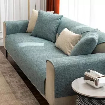 Льняной чехол для дивана, однотонный, современный противоскользящий комбинированный чехол для дивана для гостиной, универсальный домашний пылезащитный чехол 70x70