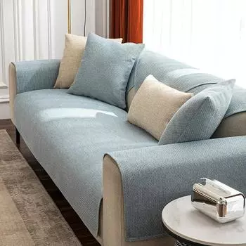 Льняной чехол для дивана, однотонный, современный противоскользящий комбинированный чехол для дивана для гостиной, универсальный домашний пылезащитный чехол 70x70cm 1pcs
