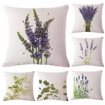 Льняной чехол лавандового цвета, наволочка, подушка для автомобиля, дивана-кровати, кафе 1
