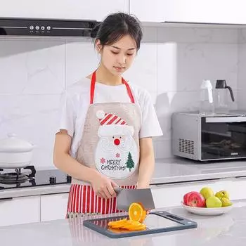 Льняной фартук Санта-Клауса, креативный кухонный фартук без рукавов, халат