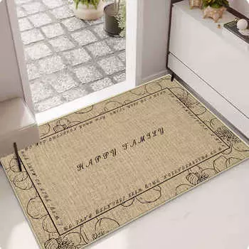 Льняной коврик для пола Резиновый впитывающий коврик для пола Коврик для спальни Коврик для двери на кухню Коврик для ванной Нескользящий коврик для ног 40 * 60Cm