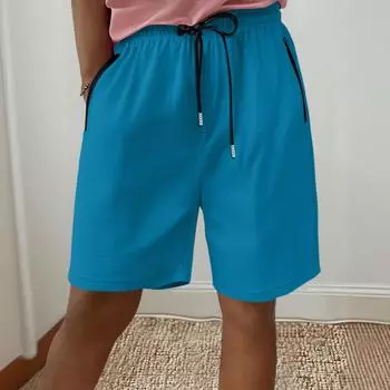 Льняные брюки для женщин с высокой талией, широкие брюки, удобные мягкие шорты, повседневная одежда для отдыха, женские брюки M синий