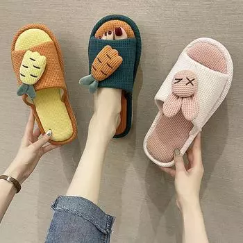 Льняные домашние тапочки для женщин и мужчин — милые, легкие и дышащие для весны, лета и осени. Подходит для использования в спальне. 44-45 темно-зеленого