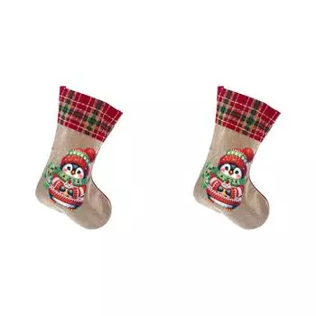 Льняные носки с алмазной росписью, рождественские носки со стразами 5D для подарка ребенку