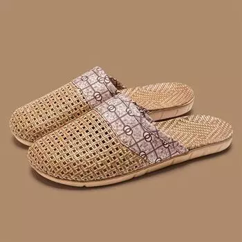 Льняные тапочки для мужчин и женщин, весна-осень, домашние шлепанцы на толстой платформе, мягкая подошва, для влюбленных пар, туфли на плоской подошве 35-36(Suit 34-35)