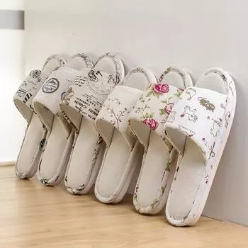 Льняные тапочки для женщин, весенне-осенние домашние, домашние пары, противоскользящая подошва, износостойкое и впитывающее пот покрытие на мягкой подошве для мужчин 40-41 синий