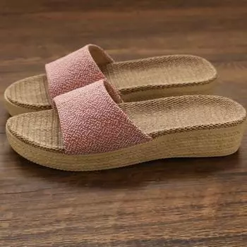 Льняные тапочки женские летние домашние вязаные модные дышащие легкие тапочки для любителей хлопка и конопли мужские тапочки женские 35-36