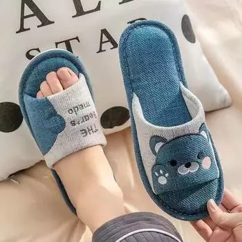 Льняные тканевые тапочки, женские летние домашние тапочки для пар, домашние деревянные напольные тапочки из хлопка и льна с мягкой подошвой, носимые тапочки 36-37 красный