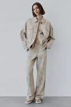 ЛЬНЯНАЯ КУРТКА ОВЕРСАЙЗ С ПРИНТОМ