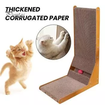 L-образная кошачья когтеточка для домашних кошек, настенная когтеточка для кошек, двусторонний гофрированный картон, игрушка для когтеточки для кошек, мебель для кошек B