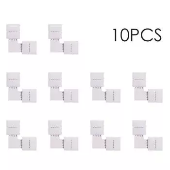 L-образный 4-контактный разъем для светодиодной ленты RGB Quick Splitter 10 Pack Белый белый