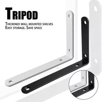 L-образный кронштейн, усиленный металлический угловой кронштейн, кронштейн для полок, максимальная нагрузка : 42 фунта, угловой кронштейн для деревянной доски, One Size чёрный