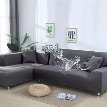 L-образный защитный чехол для дивана, водонепроницаемые чехлы для угловых диванов, 1/2/3/4 сиденья, однотонные чехлы для диванов, чехлы для скамеек, тонкая ткань Small(90-40cm) 1pc чёрный
