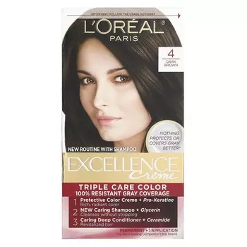 L Oral, Excellence Cream, цвет Triple Care, темно-коричневый, 4 типа, 1 раз