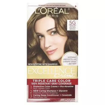 L Oral, Excellence Cream, цвет Triple Care, 5G, средний золотисто-коричневый, 1 раз