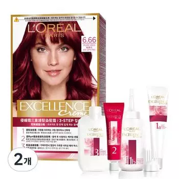 L Oral Paris Excellence Cream Hair Dye, No. 6.66 Pure Red, 2 pcs.