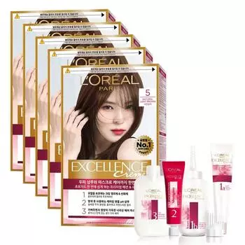 L Oral Paris Excellence Cream Hair Dye, No. 5 Natural Light Brown, 5 pcs.