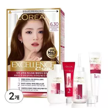 L Oral Paris Excellence Cream Hair Dye, No. 6.30 Gold Brown, 2 pcs.