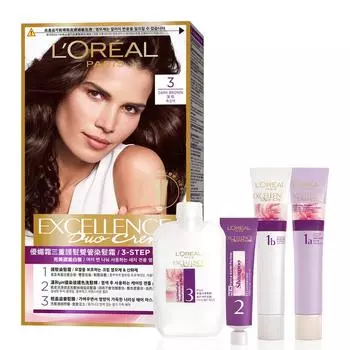 L Oral Paris Excellence Duo Cream Hair Dye, No. 3 Dark Brown, 1 pc.