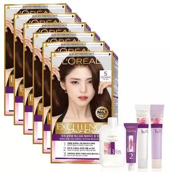 L Oral Paris Excellence Duo Cream Hair Dye, No. 5 Light Brown, 6 pcs.