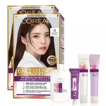 L Oral Paris Excellence Duo Cream Hair Dye, No. 4 Brown, 2 pcs.