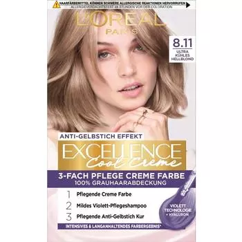 L Oreal Excellence Hair Dye Cool Cream Light Blonde 8.11
