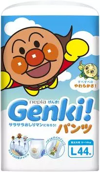 L Подгузник Nepia Anpanman 44 шт. [Размер брюк] GENKI! (9~14 кг) куски,