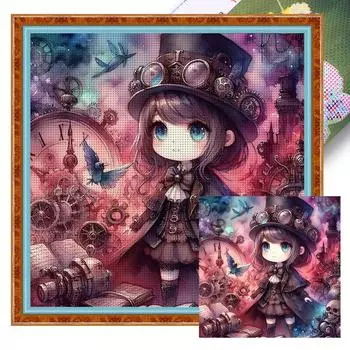 #L Полная вышивка Эко-хлопковая нить 11CT Напечатанная Девочка Набор для вышивки крестом Искусство 2