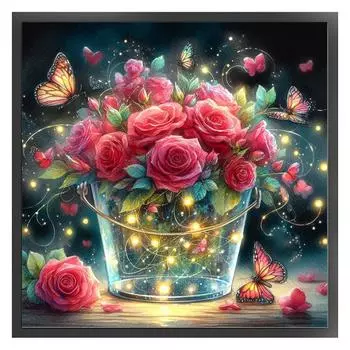 #L Полная вышивка Эко-хлопковая нить 14CT Печатный цветок Набор для вышивки крестом Искусство 2