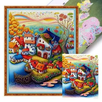 #L Полная вышивка Эко-хлопковая нить 14CT Печатный набор для вышивки крестом Искусство 1