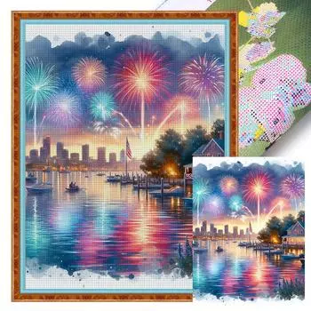#L Полная вышивка Эко-хлопок 11CT Печать США День независимости Набор для вышивки крестом 3