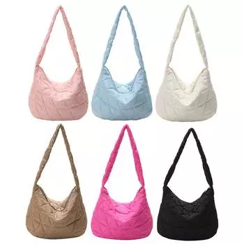 #L Стеганая женская сумка через плечо Модная сумка с хлопковой подкладкой Простой однотонный цвет для Wo розовый