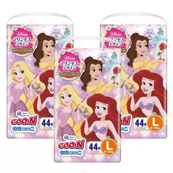 L Впитывающие штаны 132 шт. x Unisex Princess [Размер штанов] (9~14 кг) (44 3) [Чехол продан] Disney Design белый