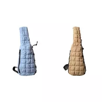 #L Women Quilted Chest Bag Lightweight Solid Color Ladies Shoulder Bag (Sky Blue