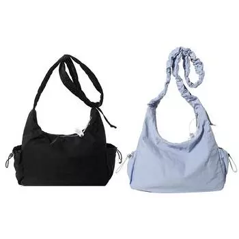 #L Женская простая сумка-мессенджер с плиссированным ремешком, модная сумка на плечо для уличного тра чёрный