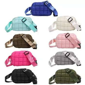 #L Женская стеганая сумка на груди с застежкой-молнией, клетчатая стеганая сумка-слинг для девочек, повседневная сумка серый